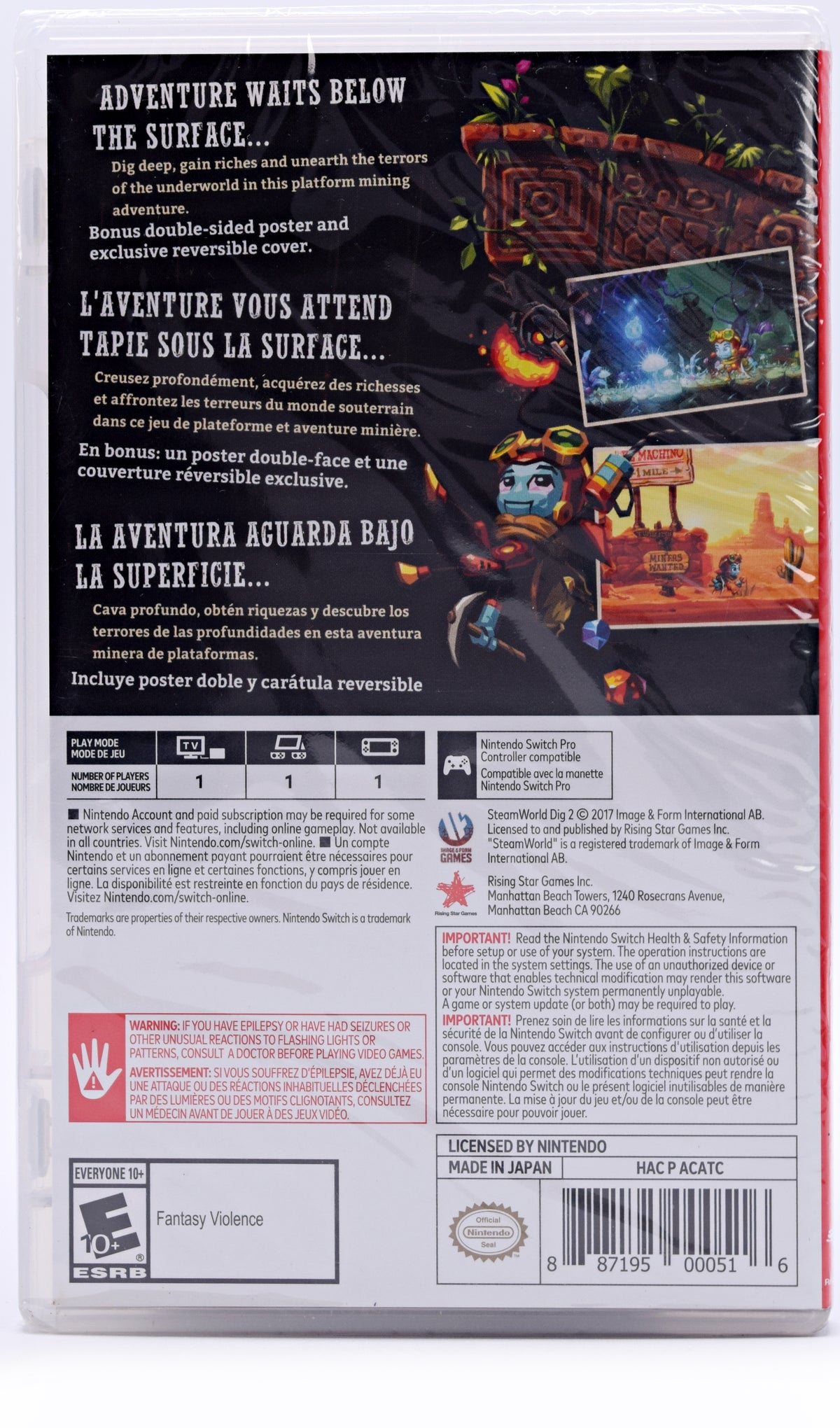 Steamworld Dig 2 Switch Game Back