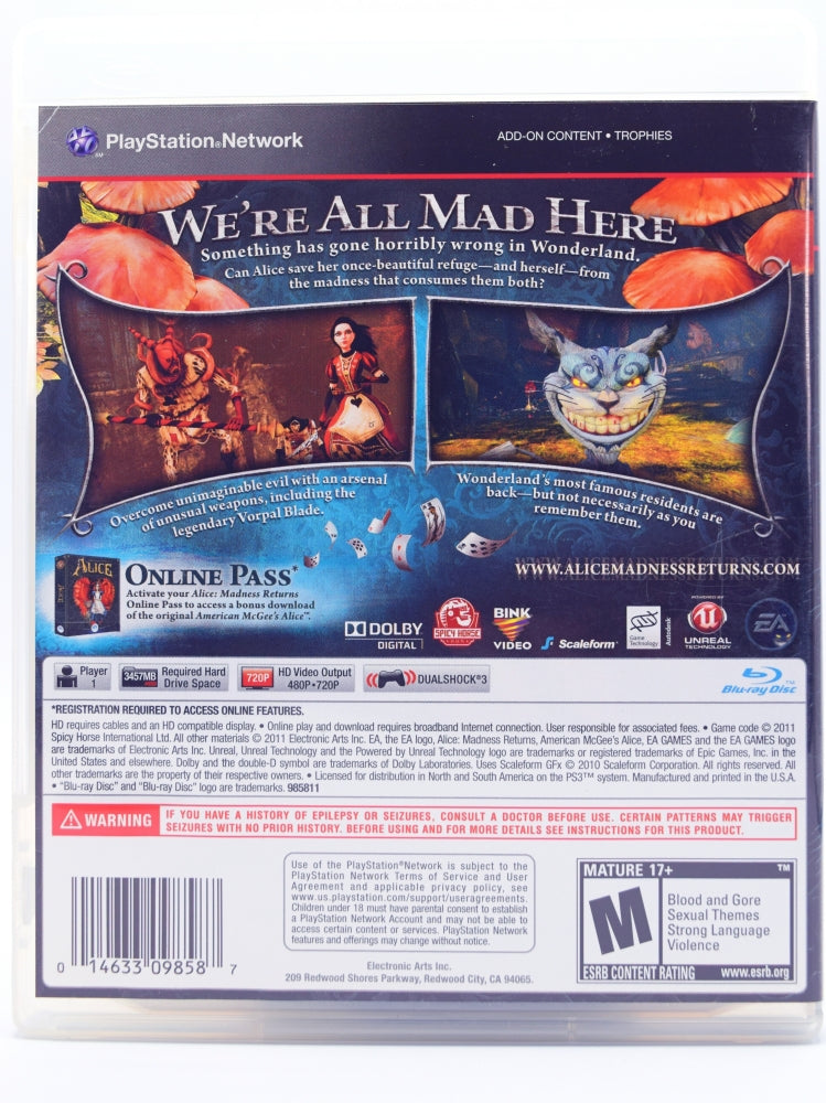 Alice Madness Returns Ps3 Game Back