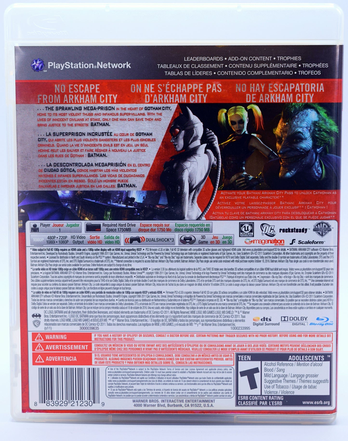 Batman Arkham City Ps3 Game Back