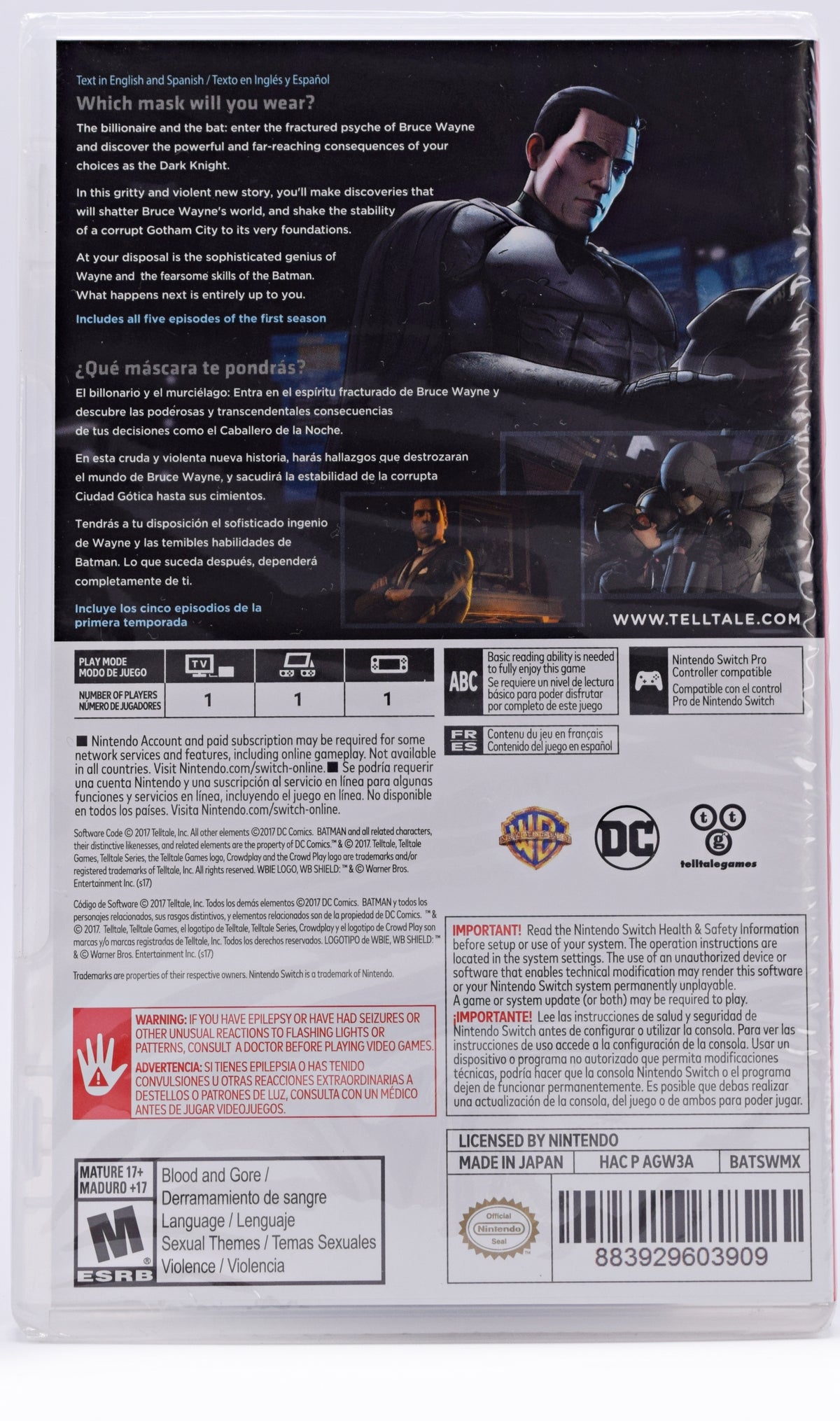 Batman The Telltale Series Switch Game Back