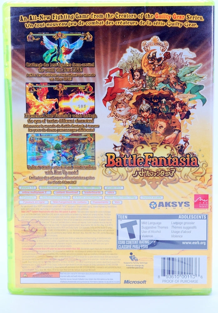Battle Fantasia Xbox360 Game Back