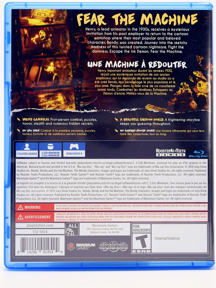 Bendy And The Ink Machine Ps4 Game Back