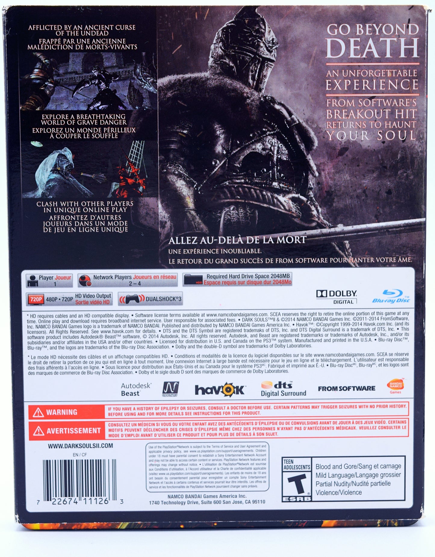 Dark Souls Ii Black Armor Edition Ps3 Game Back