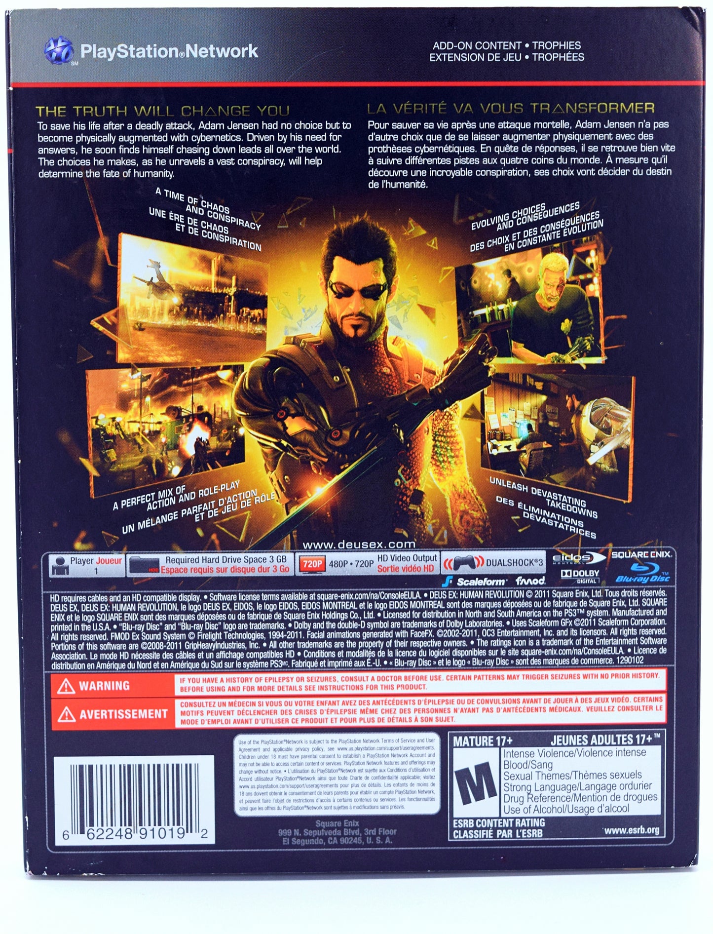 Deus Ex Human Revolution Limited Edition Ps3 Game Back