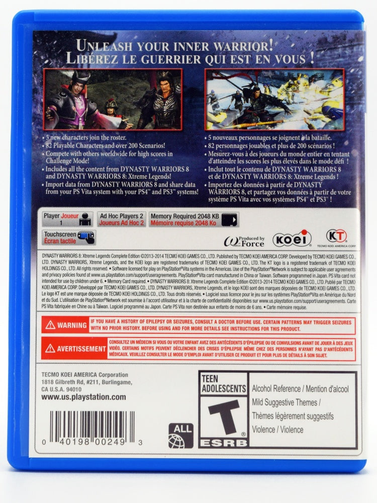 Dynasty Warriors 8 Xtreme Legends Psvita Back