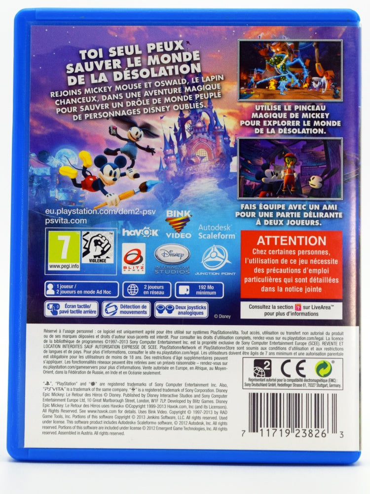 Epic Mickey 2 The Power Of Two Psvita Game Back