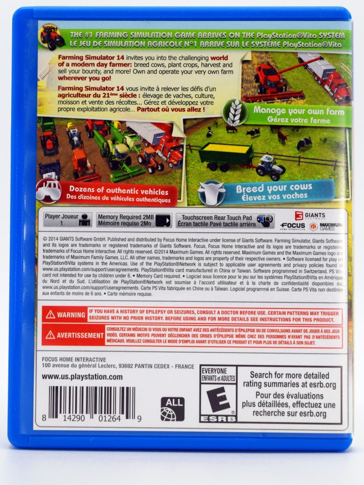 Farming Simulator 14 Psvita Back