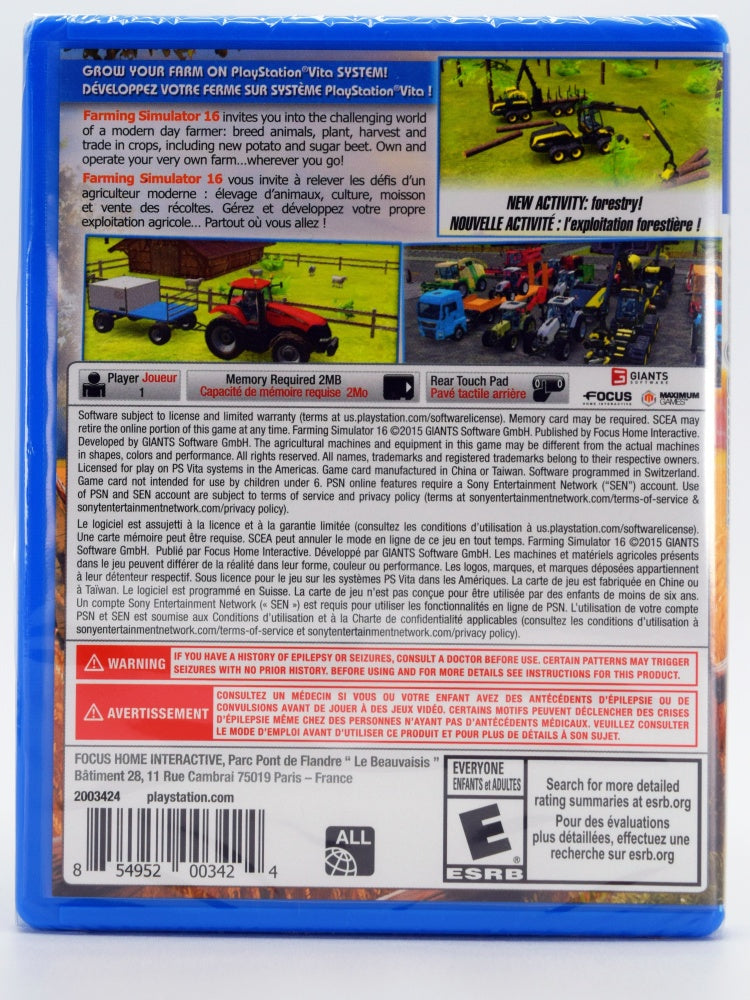 Farming Simulator 16 Psvita Back