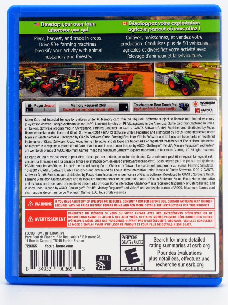 Farming Simulator 18 Psvita Back