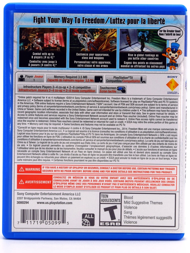 Freedom Wars Psvita Back