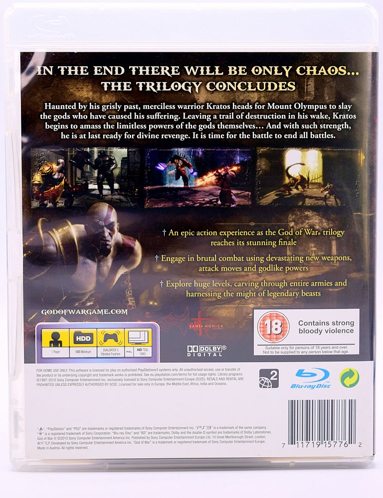 God Of War 3 Ps3 Game Back