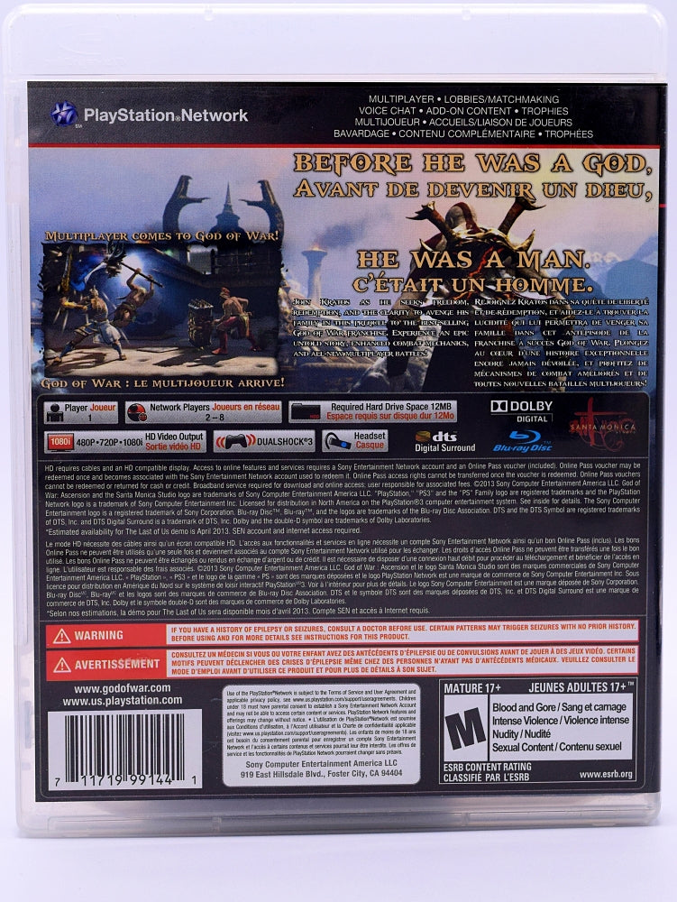 God Of War Ascension Ps3 Game Back