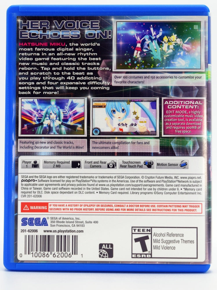 Hatsune Miku Project Diva F 2Nd Psvita Game Back