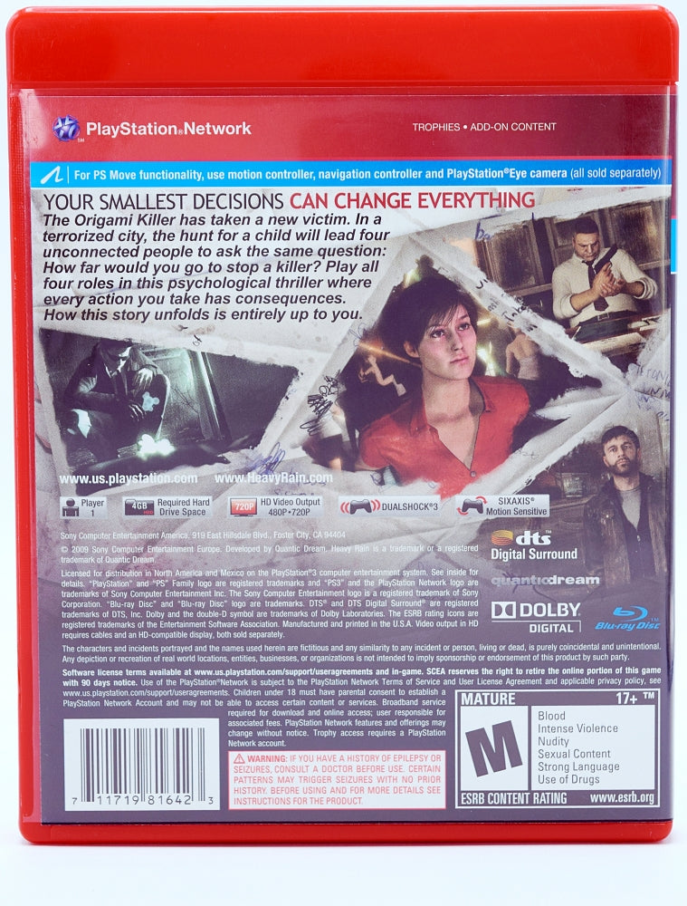Heavy Rain Greatest Hits Ps3 Game Back