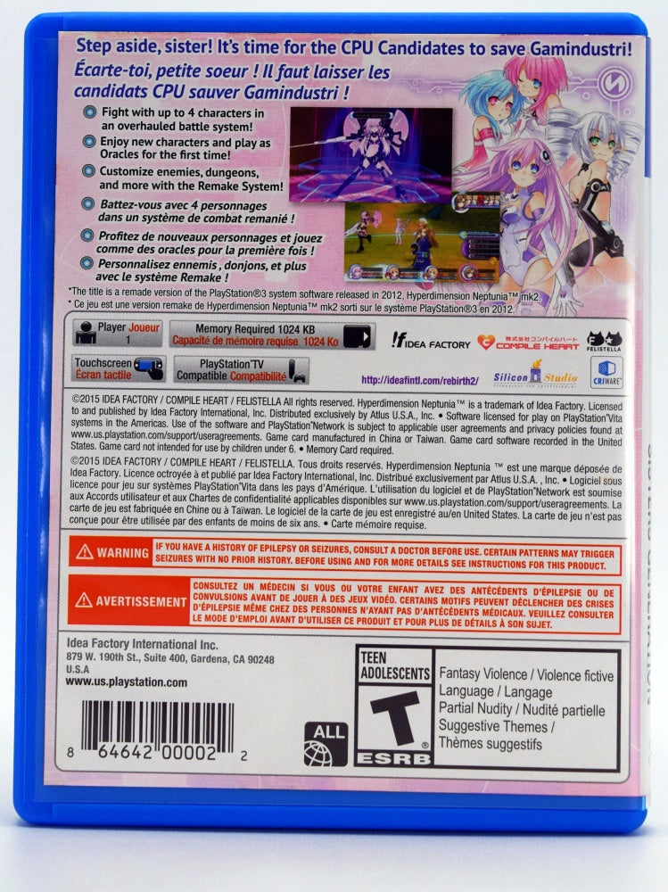 Hyperdimension Neptunia Re Birth 2 Sisters Generation Psvita Game Back