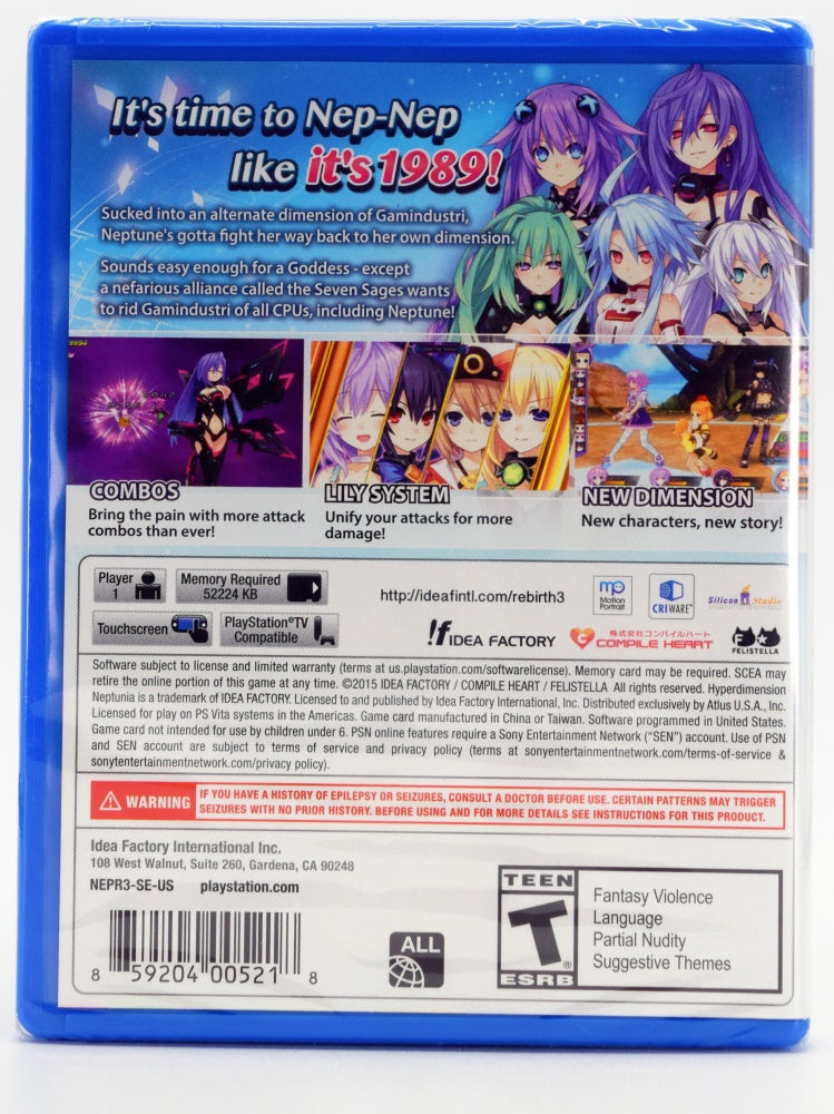 Hyperdimension Neptunia Re Birth 3 V Generation Psvita Game Back