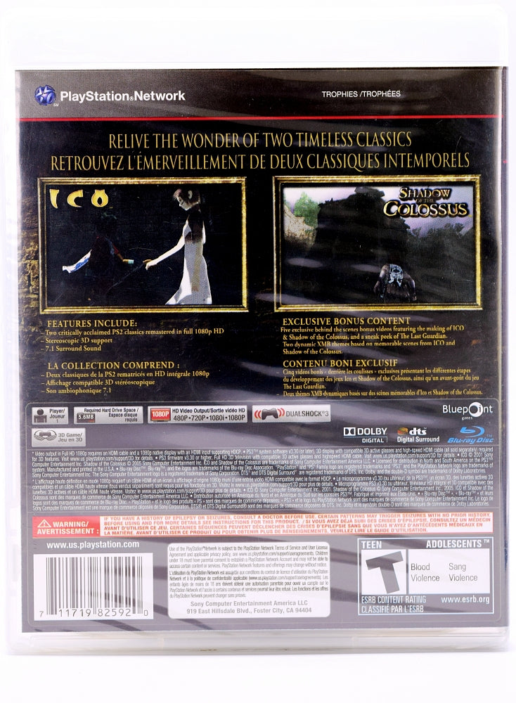 Ico And Shadow Of The Colossus Collection Ps3 Game Back