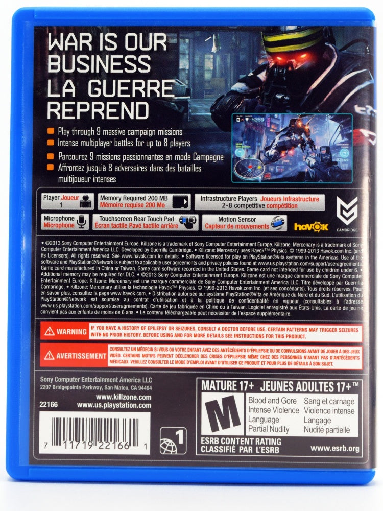 Killzone Mercenary Psvita Game Back