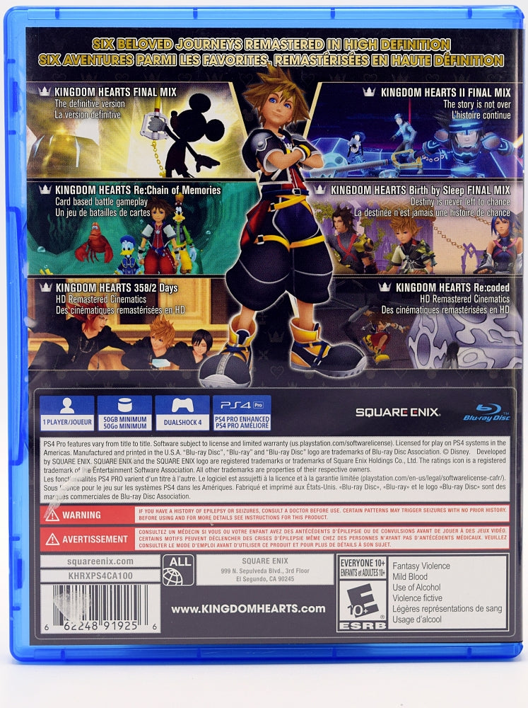 Kingdom Hearts HD 1.5 + 2.5 Remix Ps4 Game Back