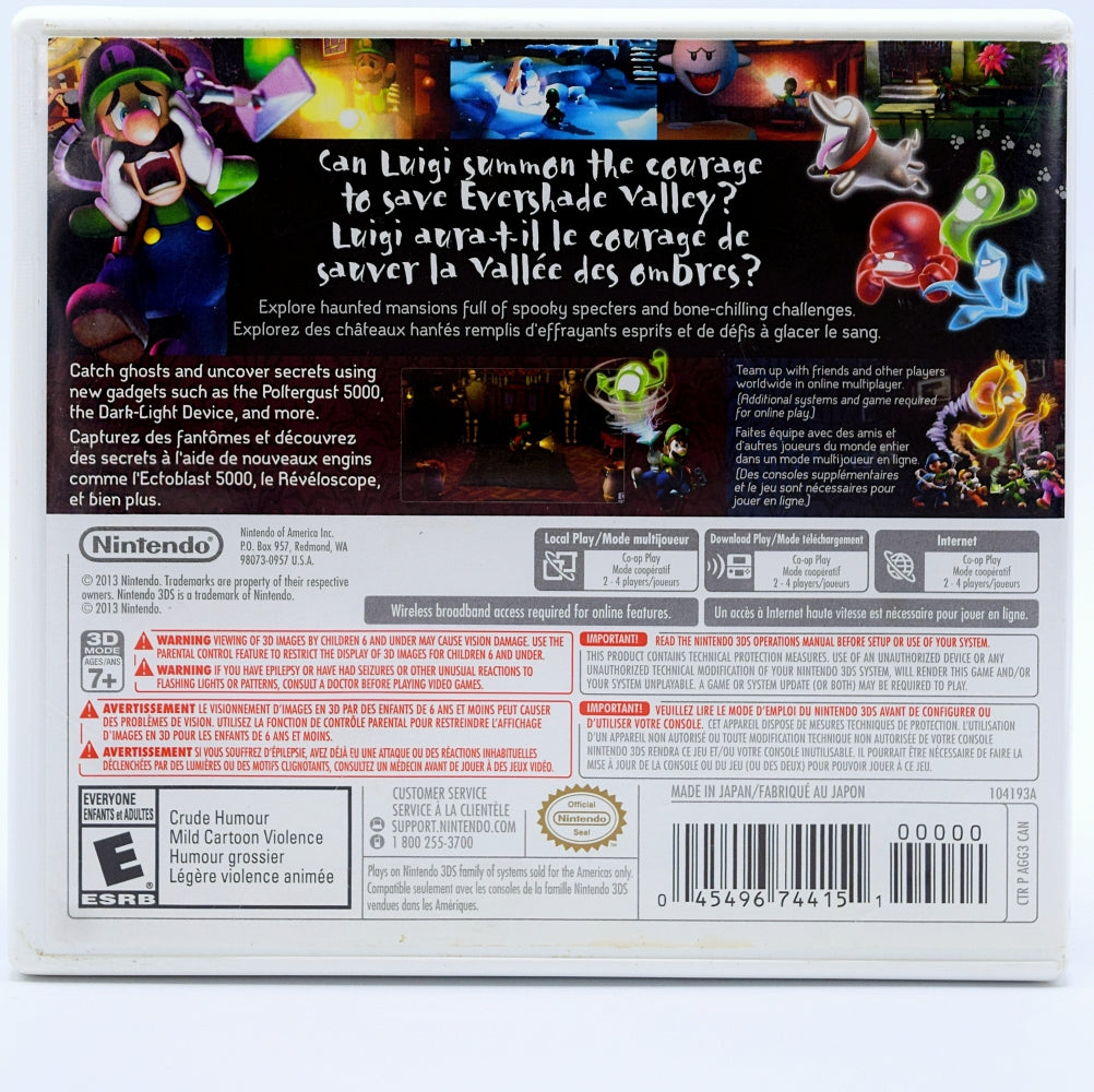 Luigis Mansion Dark Moon Nintendo Selects 3Ds Game Back