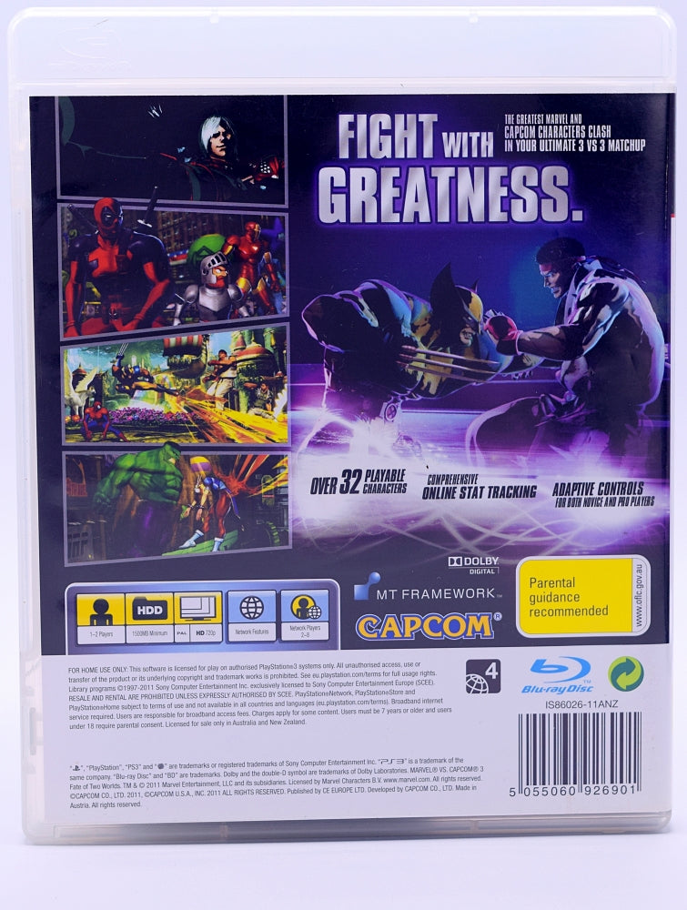 Marvel Vs Capcom 3 Fate Of Two Worlds Ps3 Game Back