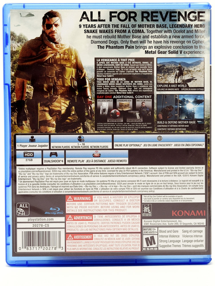 Metal Gear Solid V The Phantom Pain Day One Ps4 Game Back