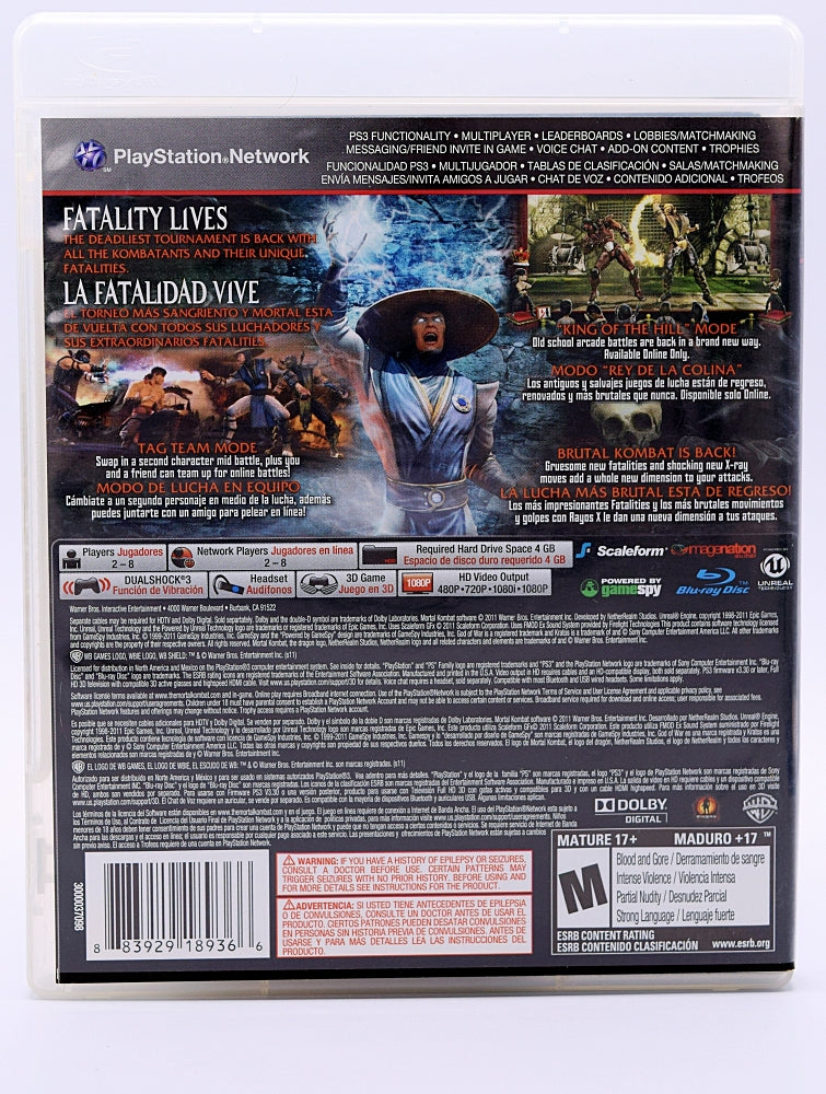 Mortal Kombat Ps3 Game Back