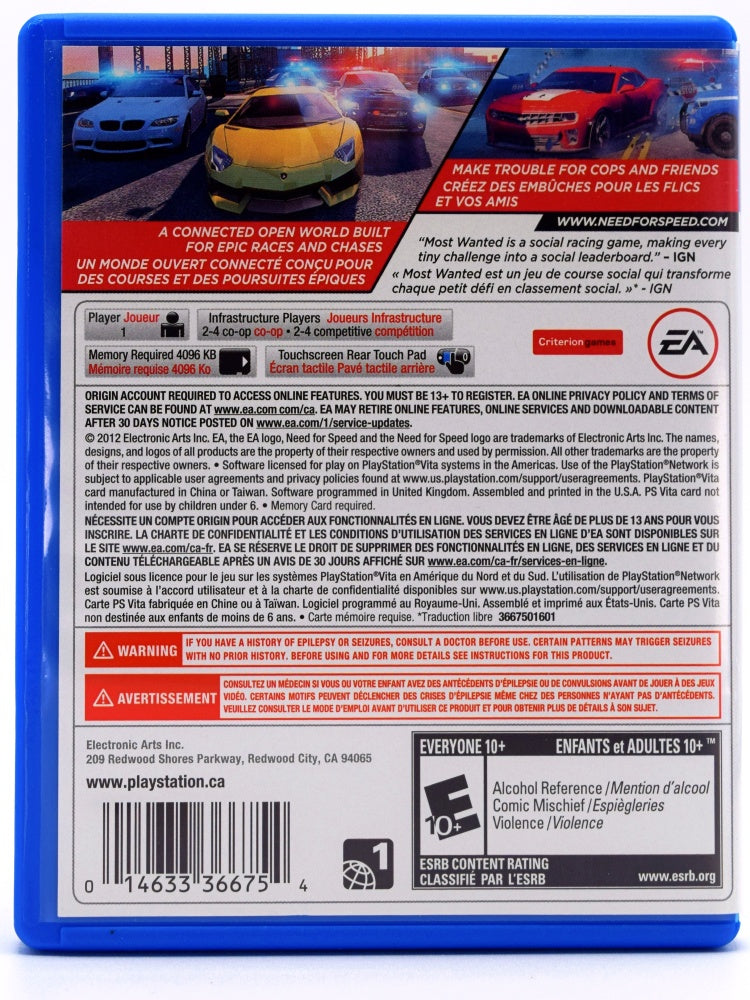 Need For Speed Most Wanted Psvita Game Back