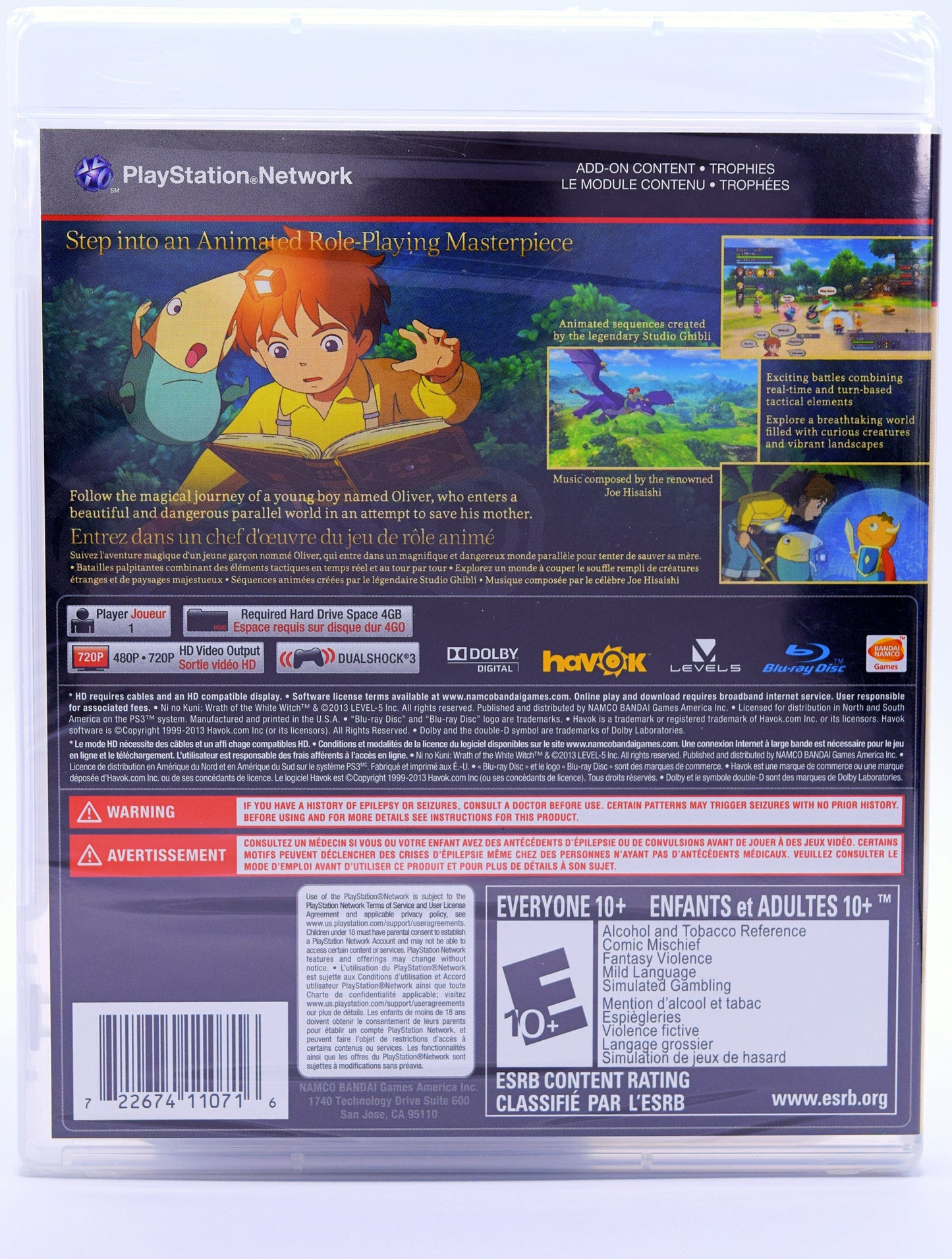Ni No Kuni Wrath Of The White Witch Ps3 Game Back