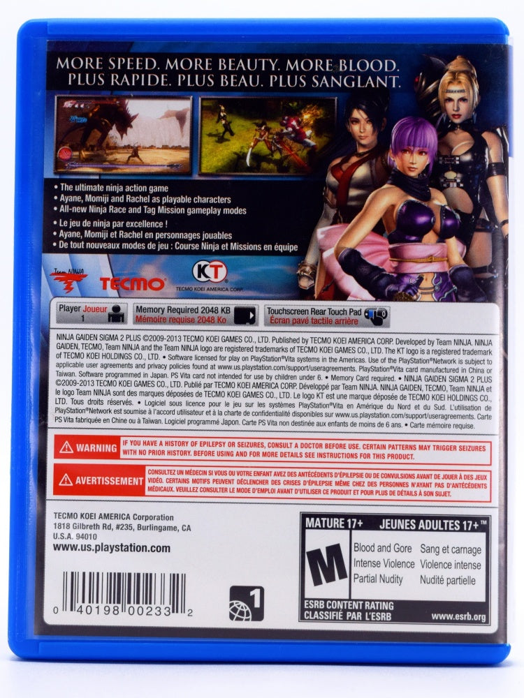 Ninja Gaiden Sigma 2 Plus Psvita Game Back