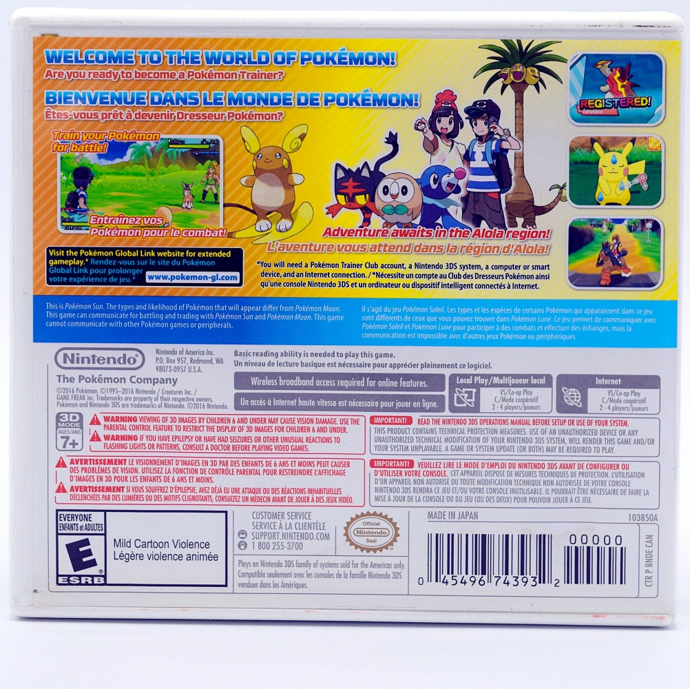 Pokemon Sun 3Ds Game Back