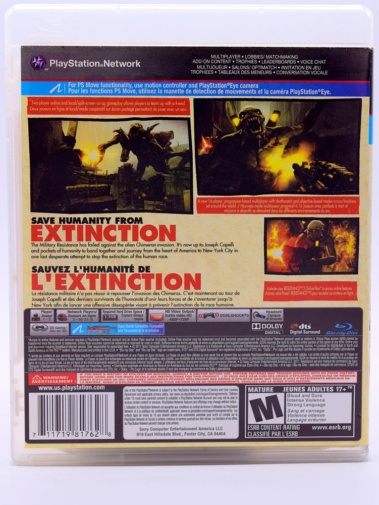 Resistance 3 Ps3 Game Back