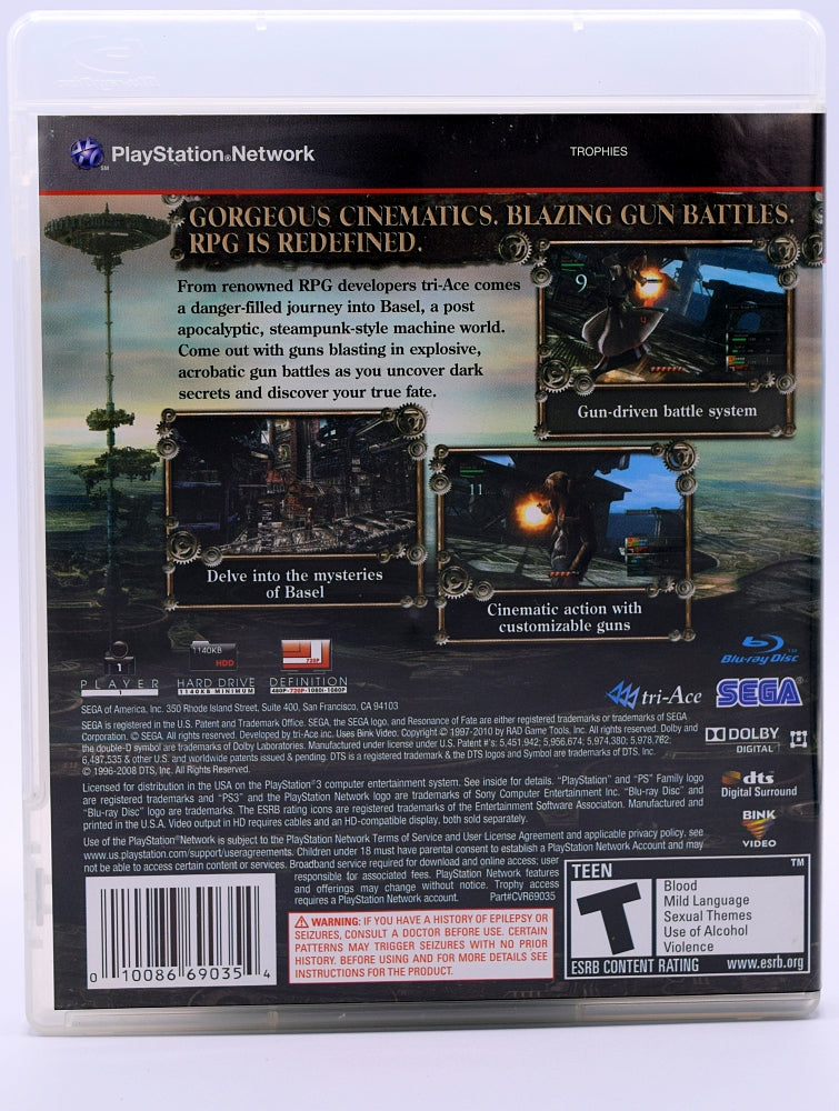 Resonance Of Fate Ps3 Game Back