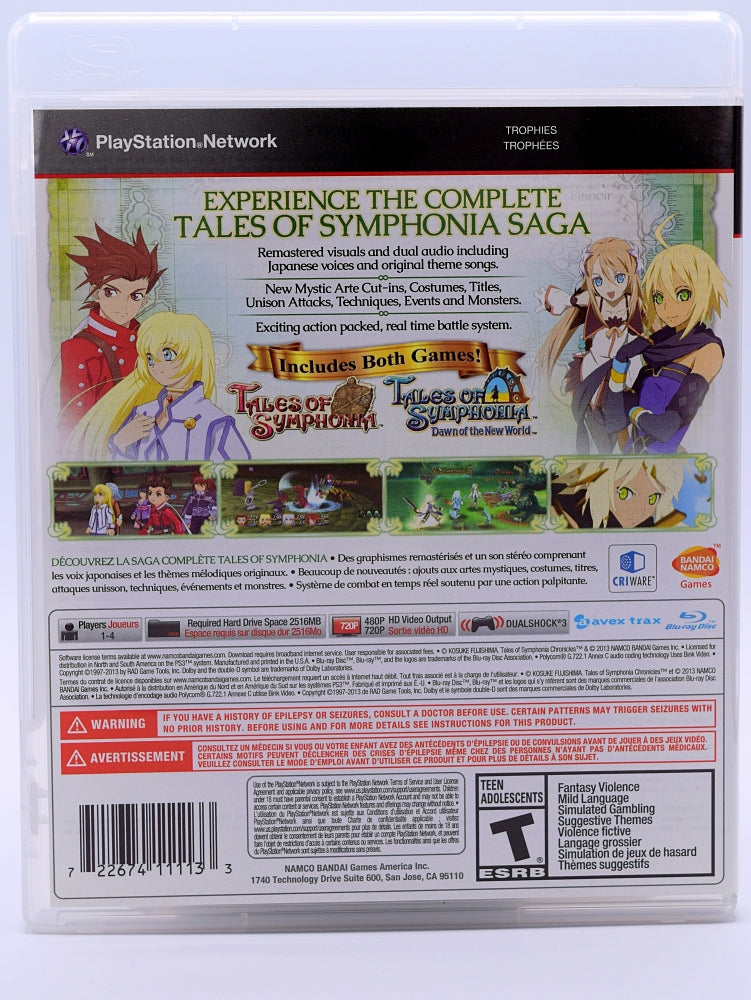 Tales Of Symphonia Chronicles Ps3 Game Back