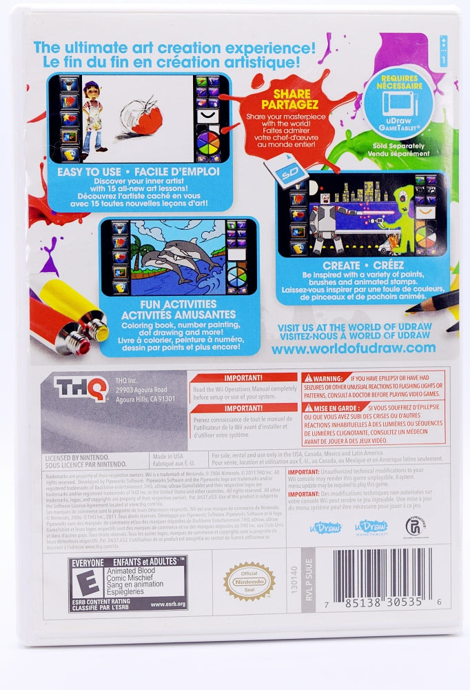 Udraw Gametablet Udraw Studio Instant Artist Wii Game Back