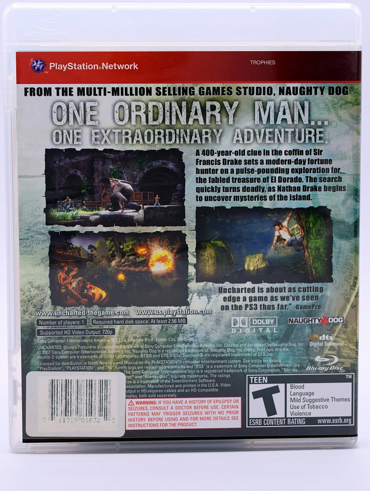 Uncharted Drakes Fortune Greatest Hits Ps3 Game Back
