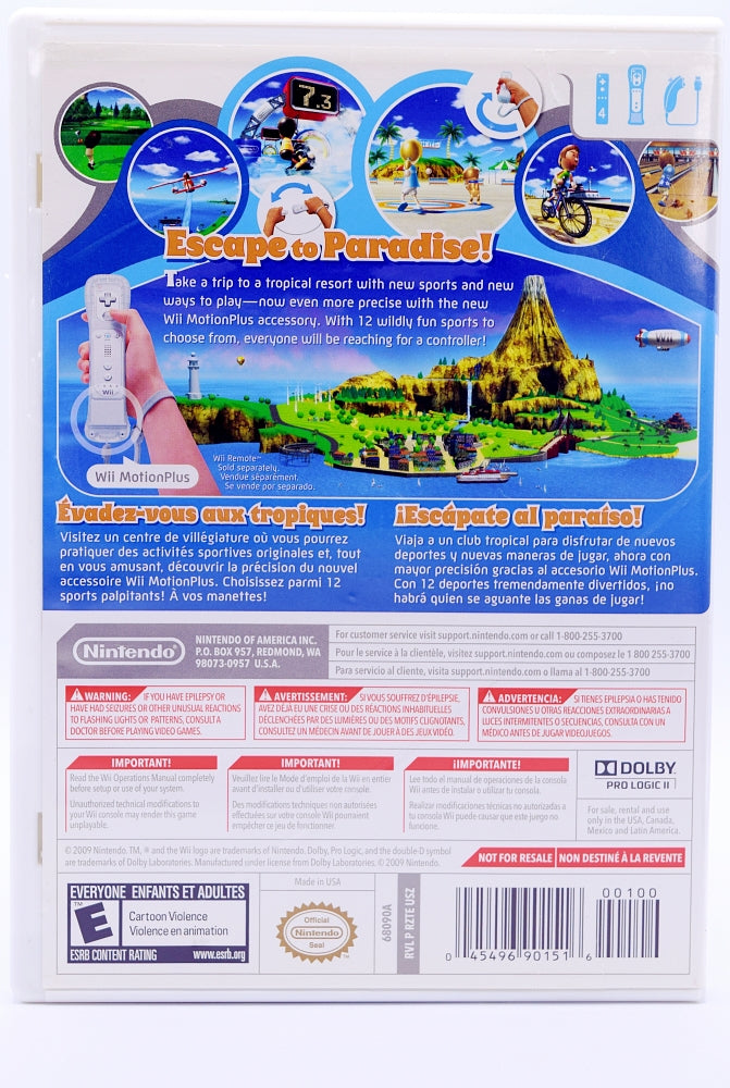 Wii Sports Resort Wii Game Back