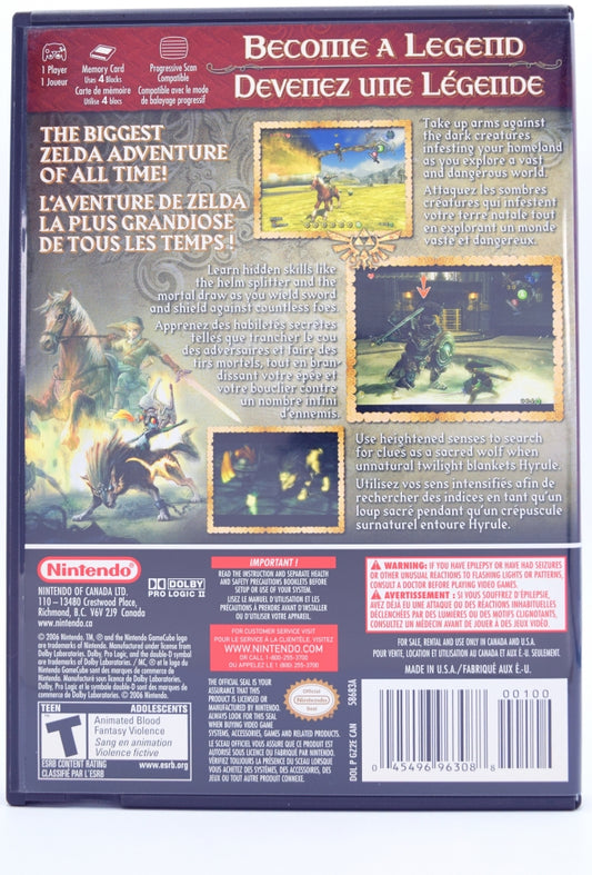 Zelda Twilight Princess Gamecube Game Back